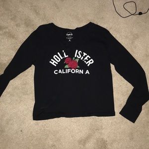 Long sleeve, black Hollister tie up shirt